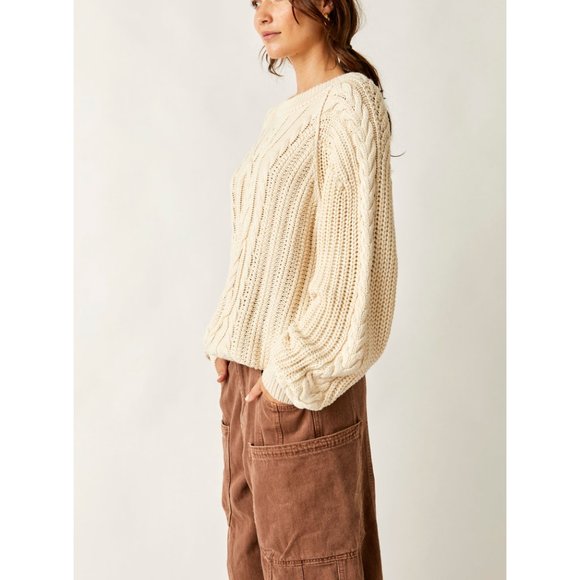 Free People Cream Cable Knit Sweater - Picture 3 of 7